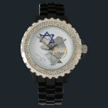 Reloj De Pulsera Dove, Tallit y Menorah Watch<br><div class="desc">Este impresionante reloj Diamante de imitación muestra nuestro hermoso diseño que incorpora el Magen David,  Dave,  Tallit & Menorah.</div>