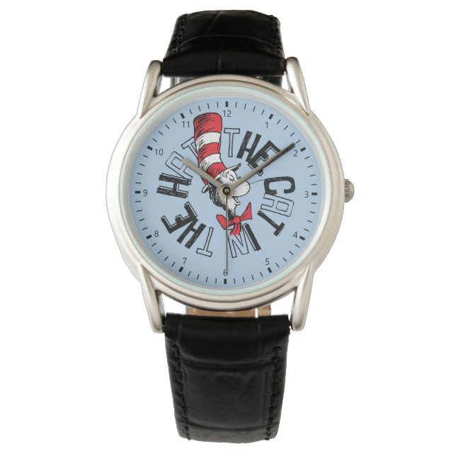 Reloj De Pulsera Dr. Seuss | Gato en el arte redondo Gorra (Anverso)