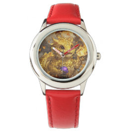 Reloj De Pulsera Dragón bebé dorado y llamas
