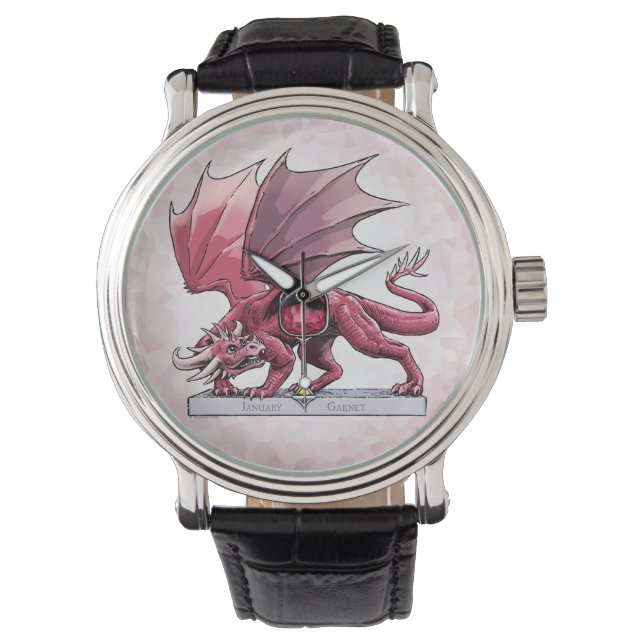 Reloj De Pulsera Dragón Birthstone de enero - Garnet (Anverso)