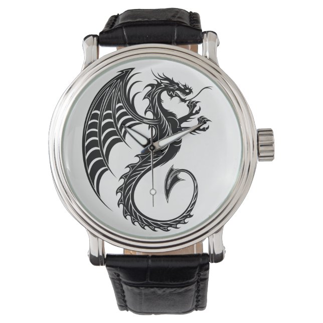 Reloj De Pulsera Dragon Black Shape Tattoo Style (Anverso)