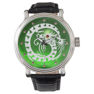Reloj De Pulsera DRAGÓN BLANCO DE APERITIVO negro, Esmeralda verde,