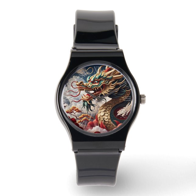 Reloj De Pulsera Dragón chino de Año Nuevo Cumpleaños Zodiaco (Anverso)