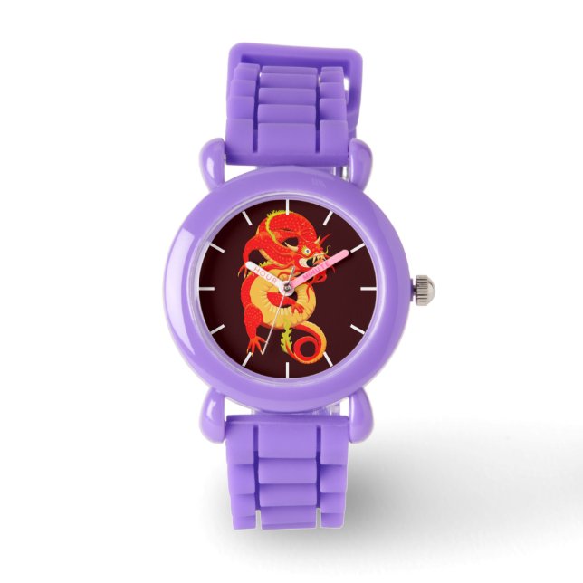 Reloj De Pulsera Dragón chino rojo (Anverso)