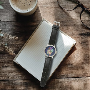 Reloj De Pulsera Dragón Chino Verde Místico Floral Azul Marino