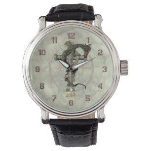 Reloj De Pulsera Dragón chino y cruz céltica