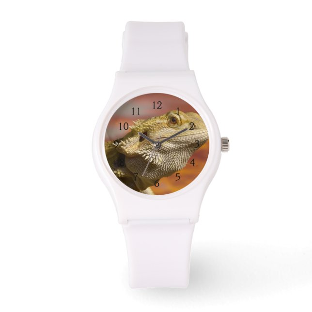 Reloj De Pulsera dragón con barba (Pogona Vitticeps) en la rama, (Anverso)