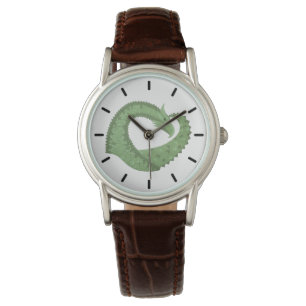 Reloj De Pulsera Dragón de corazón verde oliva en blanco