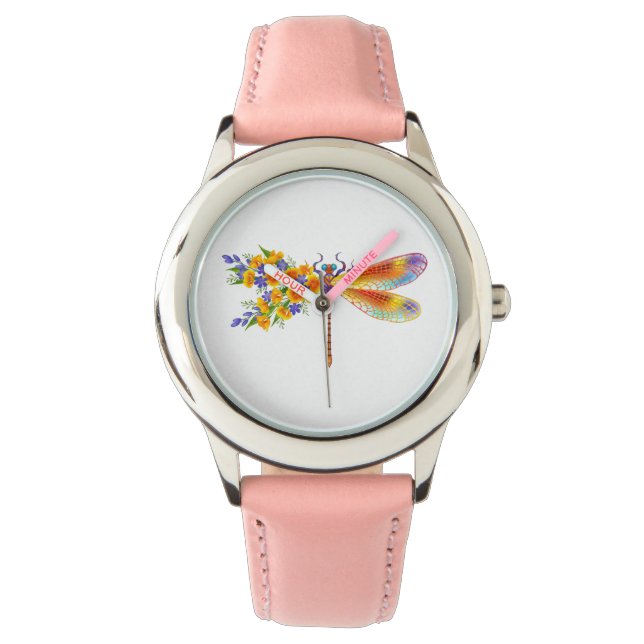 Reloj De Pulsera Dragón de flores amarillas (Anverso)