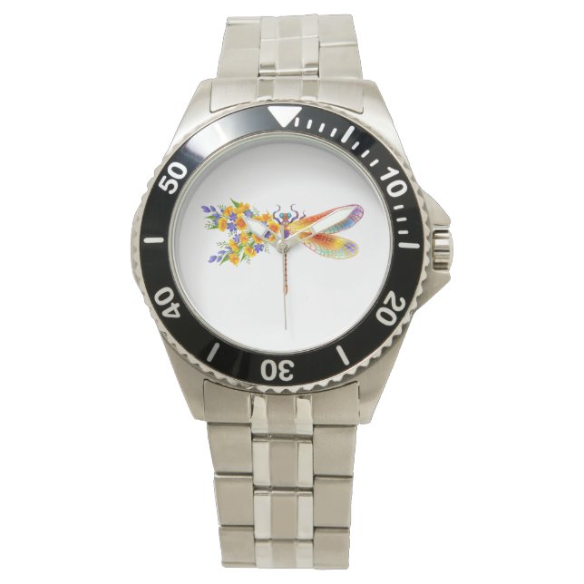 Reloj De Pulsera Dragón de flores amarillas (Anverso)