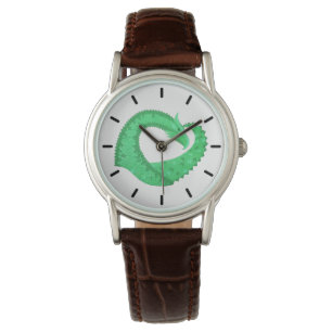 Reloj De Pulsera Dragón del corazón verde sobre blanco