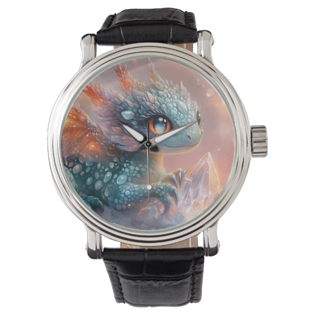 Reloj De Pulsera Dragón infantil adorable con gema de cristal: arte (Anverso)
