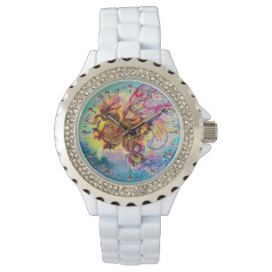 RELOJ DE PULSERA DRAGÓN MARÍTIMO CON GEMSTONES ROJOS
