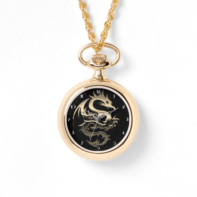Reloj De Pulsera Dragón metálico de oro (Anverso)