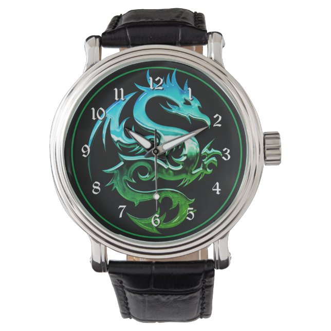 Reloj De Pulsera Dragón metálico verde (Anverso)