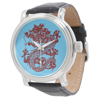 Reloj De Pulsera Dragon Paper Cutting style Watch