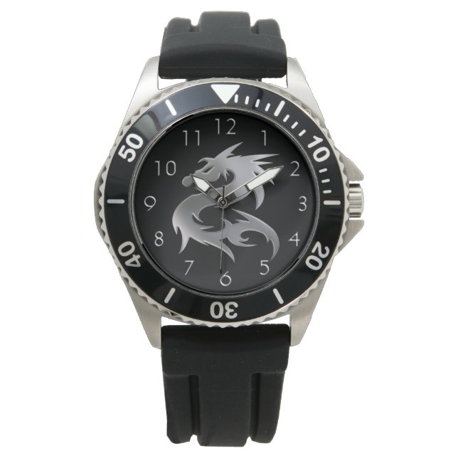 Reloj De Pulsera Dragón plateado (Anverso)