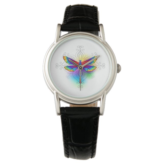 Reloj De Pulsera Dragón poligonal arcoiris (Anverso)
