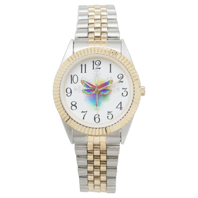 Reloj De Pulsera Dragón poligonal arcoiris (Anverso)