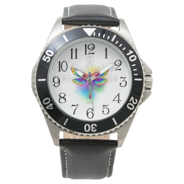 Reloj De Pulsera Dragón poligonal arcoiris (Anverso)