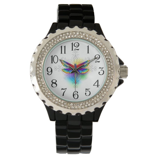 Reloj De Pulsera Dragón poligonal arcoiris (Anverso)