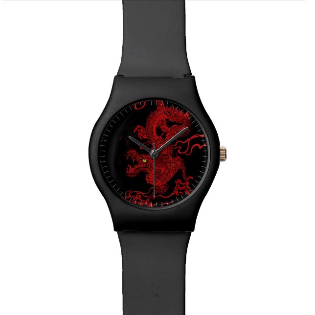 Reloj De Pulsera Dragón rojo (De cerca)