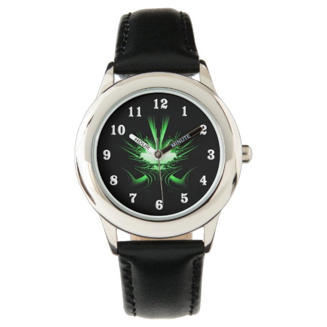 Reloj De Pulsera Dragón verde alienígena con ojos brillantes (Anverso)