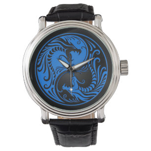 Reloj De Pulsera Dragones azules y negros de Yin Yang