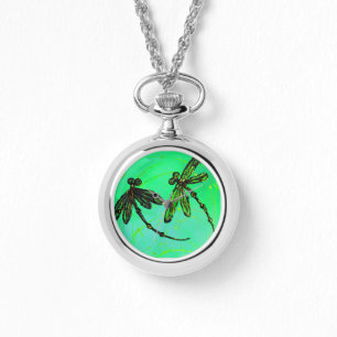 Reloj De Pulsera Dragonflies Gorgeous Green & Turquoise Twist