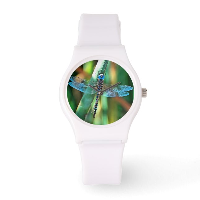 Reloj De Pulsera Dragonfly de fantasía en turquesa y negro (Anverso)