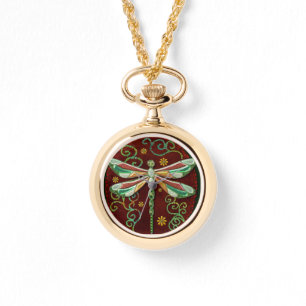Reloj De Pulsera Dragonfly Elegant Jewled 2 Folk Art