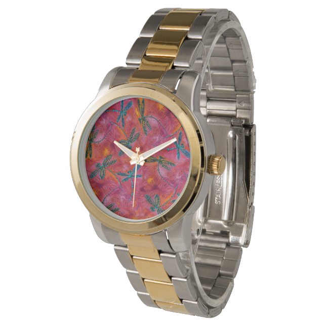 Reloj De Pulsera Dragonfly Flit Magenta (Angular)