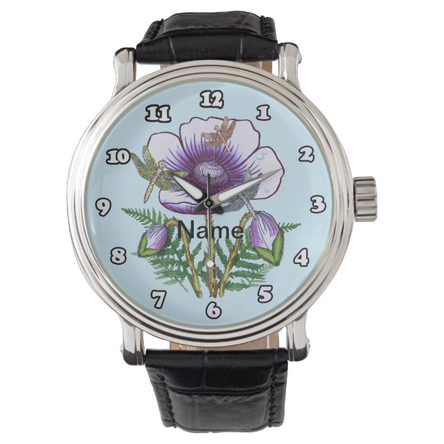 Reloj De Pulsera Dragonfly Purple Poppy Watch (Anverso)