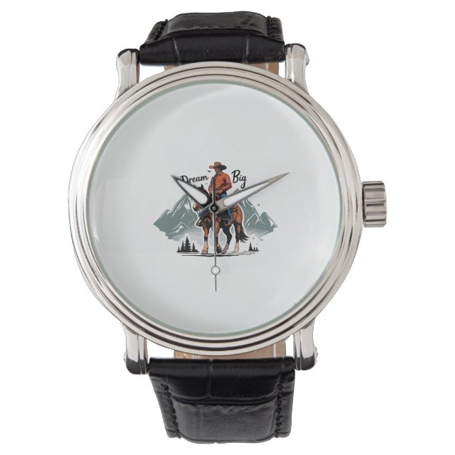 Reloj De Pulsera Dream Big- Cowboy Montando Caballo (Anverso)