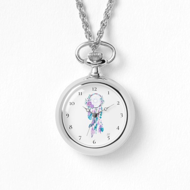 Reloj De Pulsera *~* Dreamcatcher Boho Flores Tribal Bead Feather (Anverso)