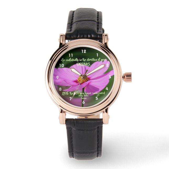 Reloj De Pulsera Dreams Cita Cosmos Flower Inspirador (Anverso)