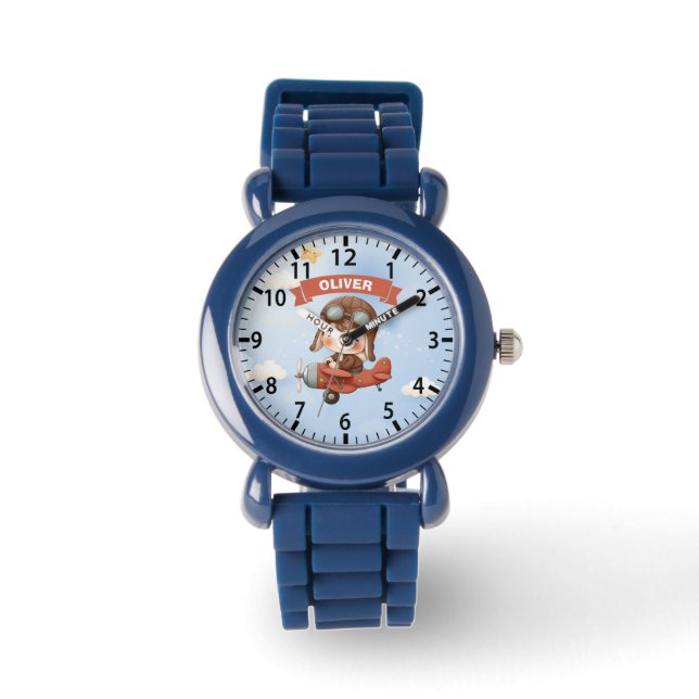 Reloj De Pulsera Dreamy Baby Aviator in Red Airplane (Anverso)