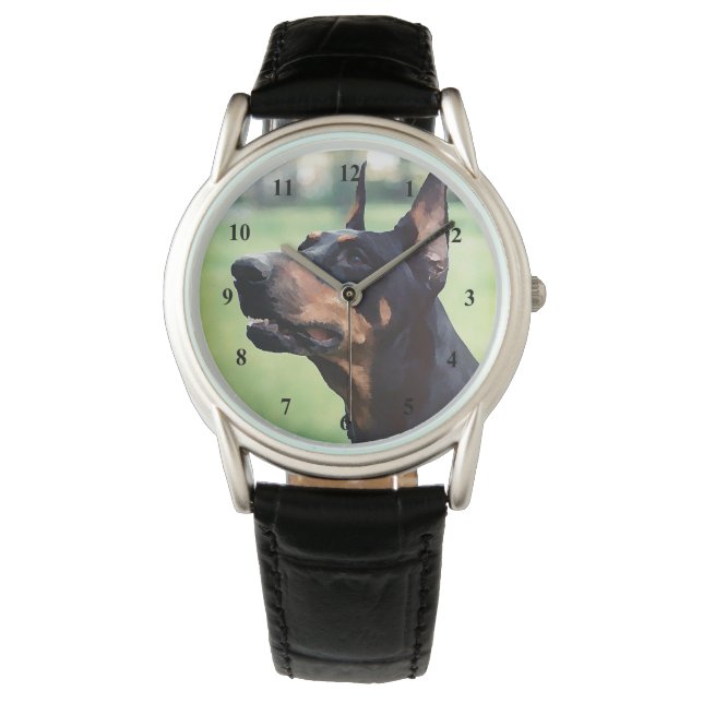 Reloj De Pulsera Dreamy Doberman Pinscher Face Painting (Anverso)