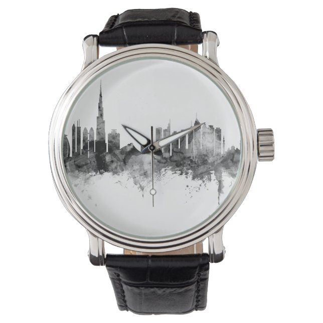 Reloj De Pulsera Dubai Skyline Black White (Anverso)