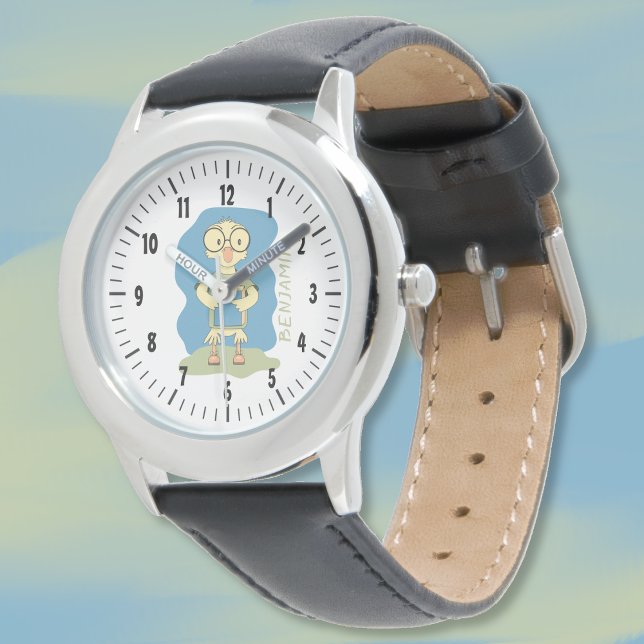 Reloj De Pulsera Duckling con el libro Personalized Kid Watch (Cute gender neutral kid watch with a duckling . Personalize it with child's name . )