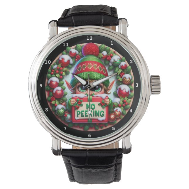 Reloj De Pulsera Duende de Navidad sin mirar (Anverso)