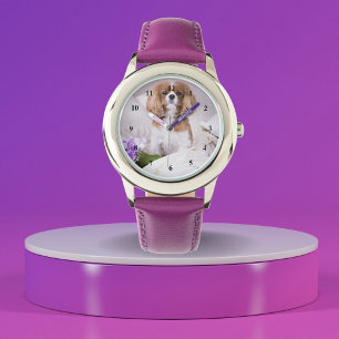 Reloj De Pulsera Dulce Cavalier King Charles Spaniel con flores