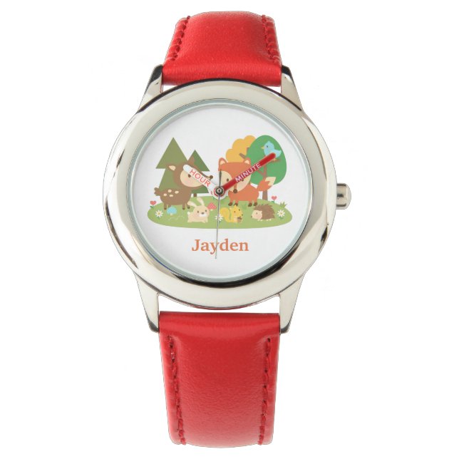 Reloj De Pulsera Dulces Animales del Bosque Personalizados para Niñ (Anverso)