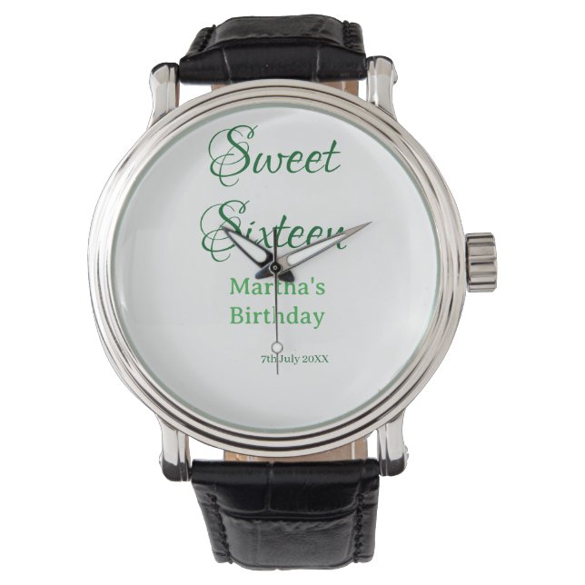Reloj De Pulsera Dulces dieciséis nombre fecha caligrafía boho ret (Anverso)