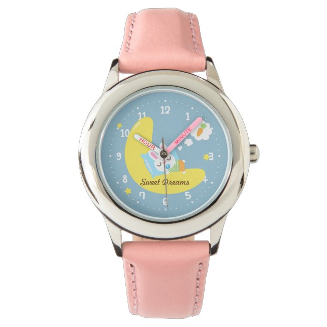 Reloj De Pulsera Dulces Sueños Conejito en la Luna (Anverso)