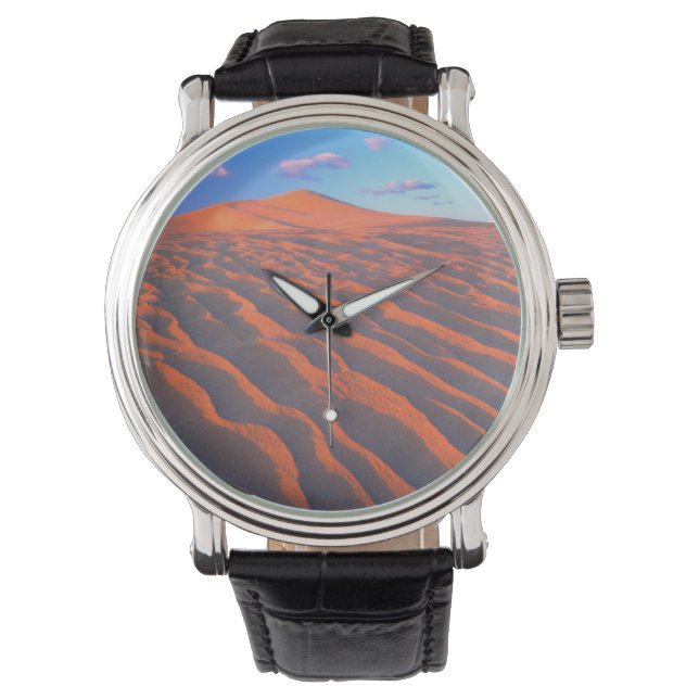 Reloj De Pulsera Dunas de Dumont, dunas de arena y nubes (Anverso)