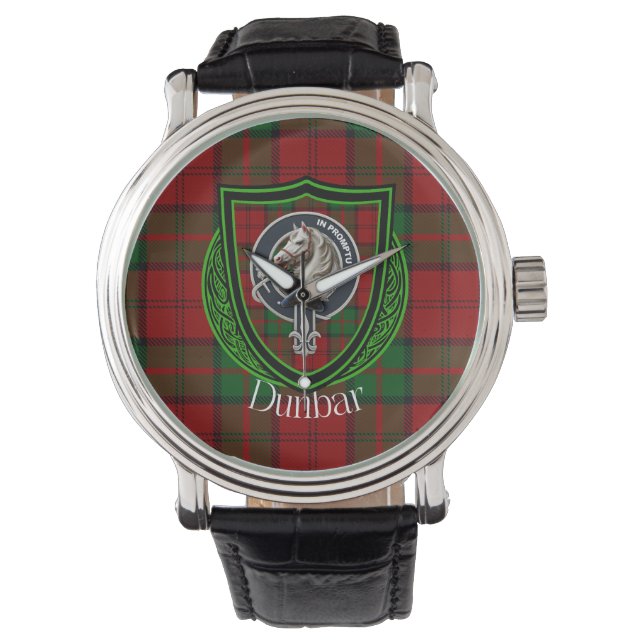 Reloj De Pulsera Dunbar Scottish Clan Tartan & Crest (Anverso)