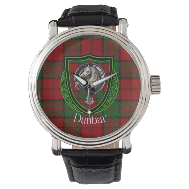 Reloj De Pulsera Dunbar Scottish Clan Tartán y Escudo (Anverso)