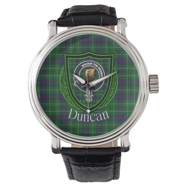Reloj De Pulsera Duncan Scottish Clan Tartan and Crest (Anverso)