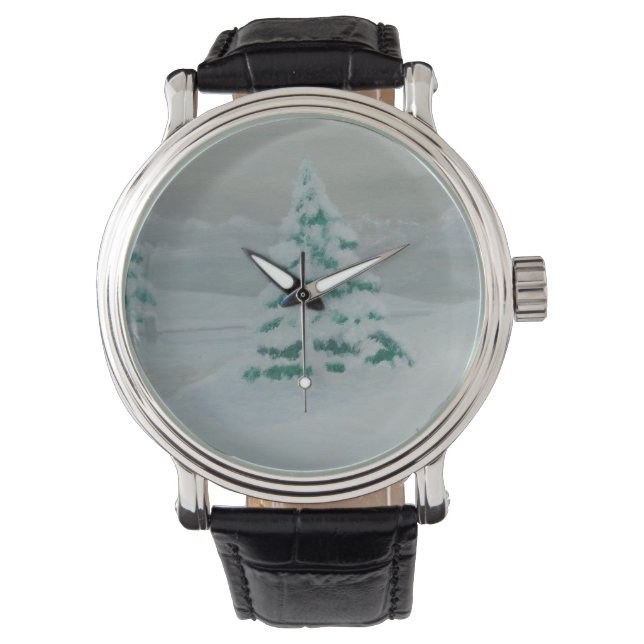 Reloj De Pulsera e-watch del árbol de nieve (Anverso)